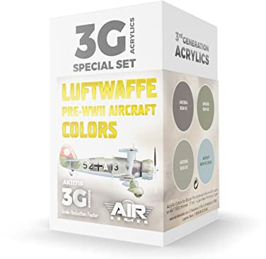 AK Interactive Luftwaffe PRE-WWII Aircraft Colors 3Gen Paint Set