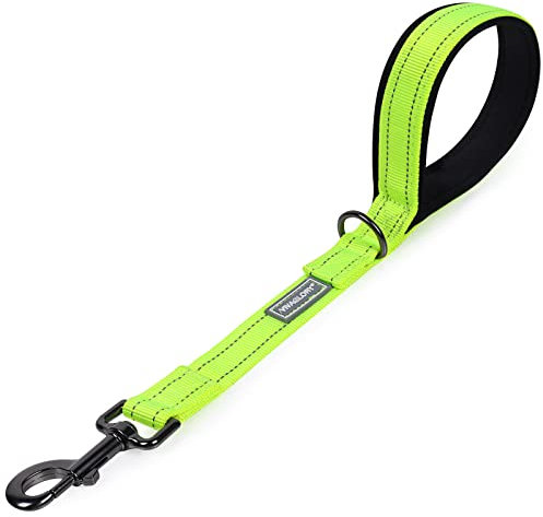VIVAGLORY Hundeleine Kurz Closelyt Kurzführer Hund, Hundeleine Leine mit Gepolstertem Griff & Schlaufe für Joggingleine Hausleine, Kurzführer & Kurzleine für Hunde, 46cm, Neon Gelb