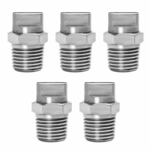5 Pieces Flat Fan High Pressure Washer Spray Tip - 1/4BSPT Male Thread 304 Stainless Steel Nozzle - 65 Degree 2mm Orifice Diameter - Easy to Install