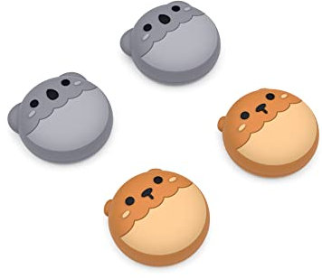 PlayVital Joystick Caps für PS5,Stick Aufsätze für PS4,Kappen für Xbox Series X&S,Thumbstick Schutzkappen Zubehör für Xbox One,Analog Stick Kappen für Switch Pro Controller-Braunbär & Koala