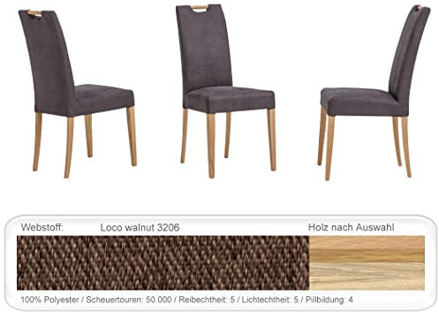 eleganter Polsterstuhl Silvana hochwertiger Stuhl Esszimmerstuhl Massivholzstuhl Küchenstuhl Verschiedene Varianten, Holzart:Eiche Bianco, Bezugstoff:Loco Walnut