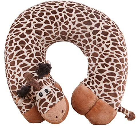Reisekissen Kinder Nackenkissen,U-Geformte Nackenstützkissen, Tier Süß Nackenhörnchen Waschbar Nackenstützkissen Reise Schlafkissen für Auto Flugzeug (Giraffe)