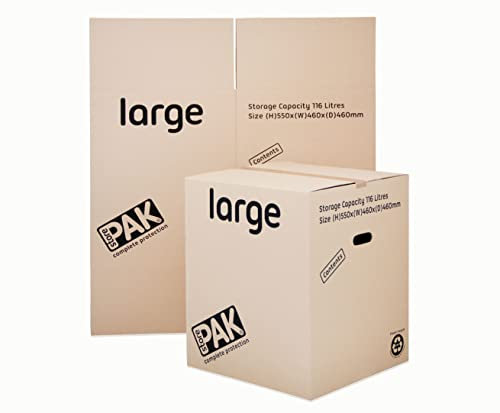 StorePAK Large Storage Moving Boxes with Handles - (Pack of 7) - 116 litres - 100% Recyclable - H 55 x W 46 x D 46 cm - Large, brown