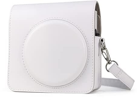HIYQIN Square SQ1 Case, PU Leather Protective Case for Fujifilm Instax Square SQ1 Camera with Shoulder Strap(White)