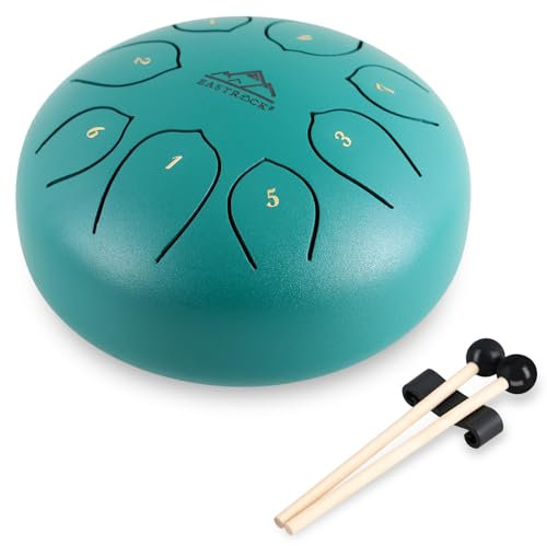 EASTROCK Steel Tongue Drum 6 Inches 8 Notes, Handpan Drum C Key, Steel Tongue Drum for Kids Adult,with Travel Bag Mallets Book Meditation Yoga(6, Green)