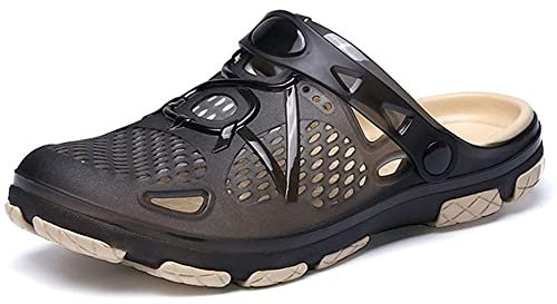 Hitmars Zuecos Sanitarios Hombre Chanclas Zapatillas Casa Piscina Zapatos Pantuflas Sandalias Verano Negro EU 43