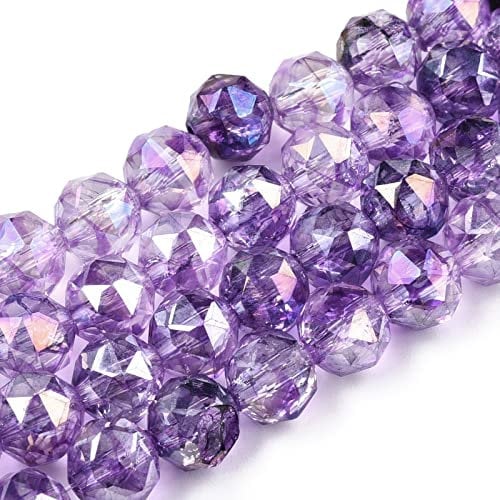 250 Stück 8 mm transparente galvanisierte Glasperlen AB-farbig beschichtete facettierte Perlen mittlere Orchidee lose Abstandshalter Perlen für Armbänder Schmuckherstellung