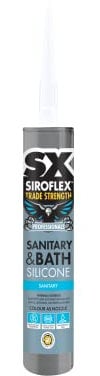 SX Clear Premium Sanitary & Bath Silicone - Used for Sealing Baths, Showers, Kitchens & Sink Basins - Acetoxy Curing - Long Lastng Flexible Seal - Waterproof - Anti Fungal - 310ml