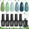 Beetles Gel-Nagellack, 6 Sommerfarben Graugrün Glitzer UV Gel Polish Nagelkunst Soak-Off UV-LED-Maniküre-Geschenkset Ocean Mist Collection Nagelgel-Set Geschenke für Frauen und Mädchen