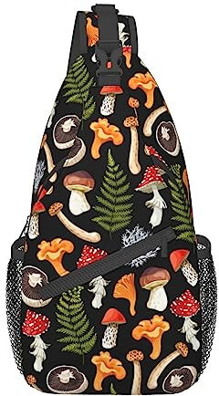 MANQINF Magic Wild Mushroom Sling Bag, Mehrzweck-Crossbody-Rucksack, Schulter-Brusttasche für Damen und Herren, Reisen, Wandern, Tagesrucksack, Pilz-6, Einheitsgröße, Modern