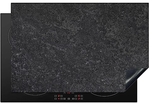 KitchenYeah© Herdabdeckplatte Einteilig Küche Abdeckplatte für Ceranfeld | 80x52 cm - Abdeckung Induktionskochfeld Platte Aufrollbare Matte Beton - Grau - Structure - Retro - Industrial