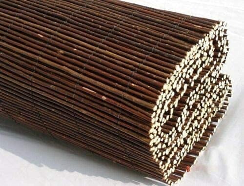 Natural Willow Wood Garden Fence Covering, Rolled Mat, Outdoor Privacy Fence Screen (1m x 3m)