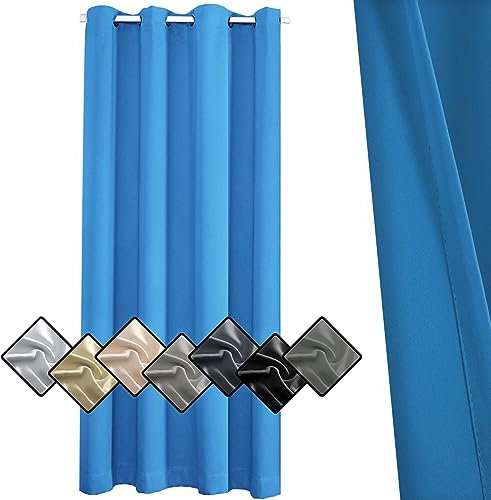 Sichtschutz Vorhänge Wohnzimmer 120x120cm, Gardinen Blickdich, verfügen den Komfort und die Haltbarkeit für Wohnzimmer Schlafzimmer Tür,Blau 1 Stück (HöhexBreite)