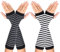 WLLHYF 2 Paar Kaschmir-Feel-Handgelenk-Fingerlose Handschuhe mit Daumenloch Winter-Strick Armstulpen Fäustlinge für Damen und Herren (Schwarz-weiße Streifen + schwarze und graue Streifen)