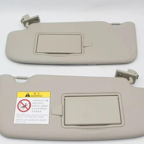 Visera solar izquierda derecha gris con espejo de maquillaje para Nissan Qashqai 2016 2017 2018 2019 2020 2021 gris derecho