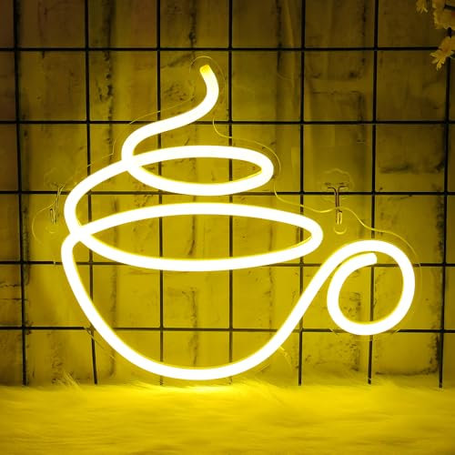 CoolGift Mart Coffee Neon Sign - Dimmable LED Cafe Light for Wall Decor, USB Powered, Aesthetic Decoration for Cafe, Kitchen, Coffee Shop, Bar Gifts for Coffee Lovers, Friends, and Family