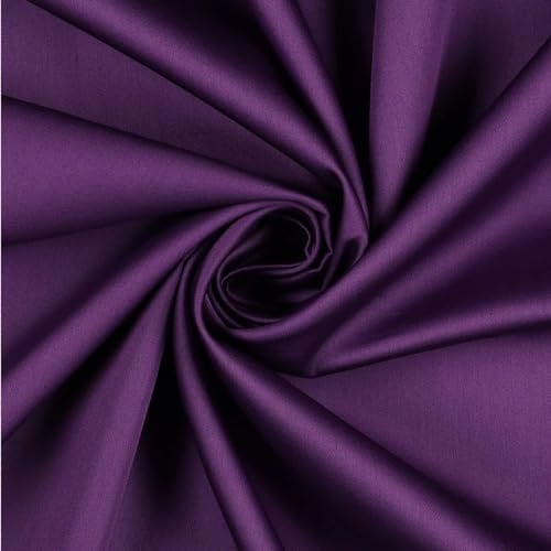 0,5m Baumwoll-Satin Baumwollstoff Satinstoff Meterware unifarben Oeko-Tex zertifiziert, Farbe:violett