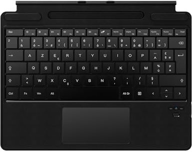 Qulose Surface Pro Clavier Français pour Microsoft Surface Pro 8/Pro 9/Pro X/Pro 11, Clavier AZERTY via Bluetooth, Type Cover Batterie Rechargeable Intégrée/Pavé Tactile Multi-Gestes/Porte-Crayon Noir