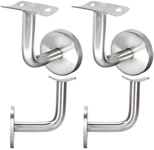Fijación de barandilla, soporte de acero duradero para barandilla de escalera, soporte de pared para barandilla de escalera de madera con roseta de cubierta, 4 piezas