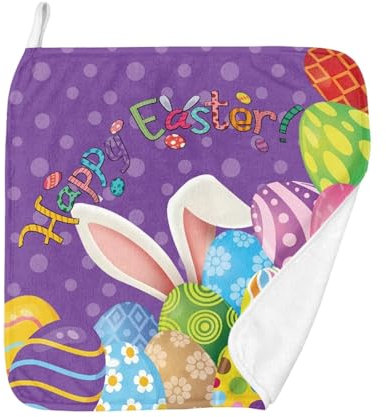 FANSU Geschirrtücher Küchenhandtuch 2 Stück, Frühling Blumen Pflanze Osterhase Muster Geschirrtuch Saugfähig Küchentücher Trockentücher Küchenhandtücher Küchentuch (Frohe Ostern,30x30cm)