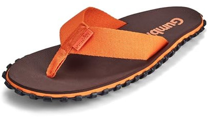 Gumbies Duckbills - Badeschlappen mit rutschfester Gummisohle aus recycelten Autoreifen - weicher Zehensteg aus wiederverwerteten PET-Flaschen, ergonomisches Fußbett - Brown/Orange, 38