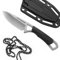 DRACHENADER Mini coltello da collo lama di 6,9 cm di lunghezza coltello EDC a due mani per l'outdoor con fodero in ABS, lama bianca + manico nero