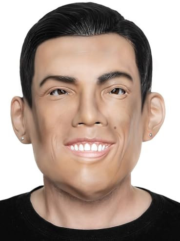 Maskworld Masque Ronaldo en latex - Accessoire de fan de football pour spectacle public et fête à thème