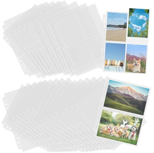 30 Stück Postkarten Hüllen,2 Fach Fotohülle A4,Fotohülle,Fotohüllen A4 4 Fächer,Postkartenhüllen,Klarsichtfolien, Karten- & Fotohüllen,für Familien,Hochzeits,Ringbüchern Sammelmappe