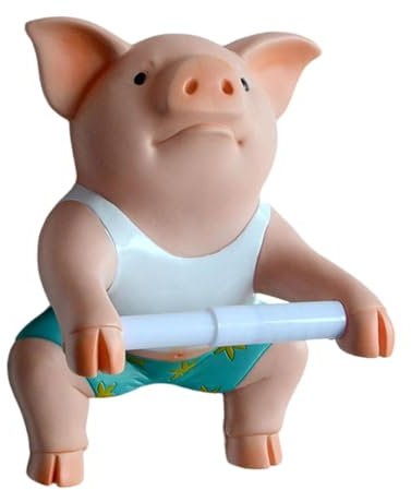 FytStycale Porte-Papier Hygiénique en Forme de Cochon Drôle, Sculpture Murale, Installation Facile, Organisateur de Papier Toilette Mignon pour Toilettes et