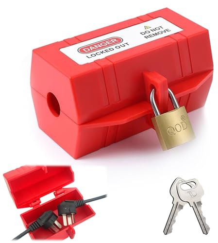 Silkwish Serrure pour machine à laver - Coffre-fort avec cadenas - Boîte de protection verrouillable - Coffre-fort avec serrure et clé - Fiche coffre-fort pour câble d'alimentation