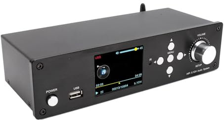 Lazmin112 5.1 Surround Sound Decoder Converter, Supports 4K HD Multimedia Interface ARC Optical Coaxial USB Digital Analog AV System with BT 5.0 Receiver, LCD Display (UK Plug)