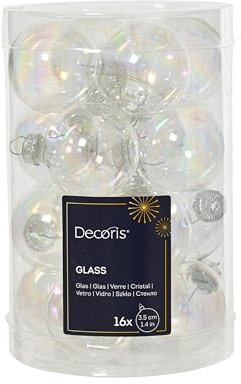 Weihnachtskugeln Glas 3,5cm 16 Stück - glänzend - Kleine Christbaumkugeln Weihnachtsbaumkugeln für Weihnachten - Christbaumschmuck & Weihnachtsbaumschmuck - Klar irisierend