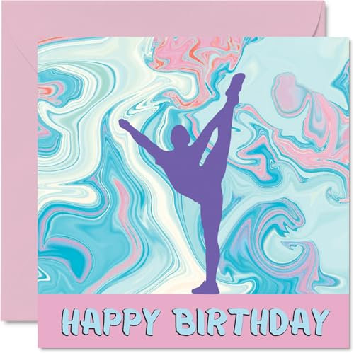 Sport-Geburtstagskarte für Frauen und Mädchen – Cheerleading-Mädchen im Sport – Cheerleading-Geburtstagskarte für Freundin, Schwester, Tochter, Nichte, Teamkollegen, 145 mm x 145 mm,