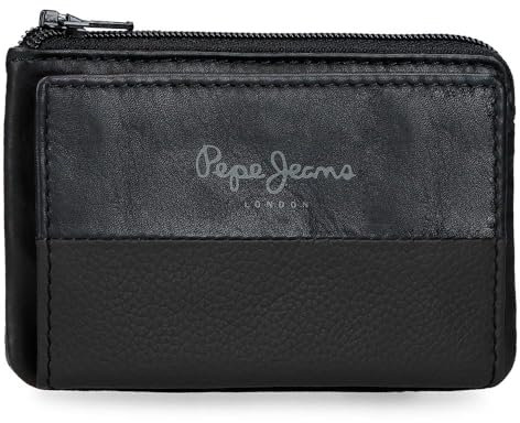 Pepe Jeans Double Porte-Monnaie Noir 11 x 7 x 1,5 cm Cuir by Joumma Bags, Noir, Talla única, Porte-Monnaie