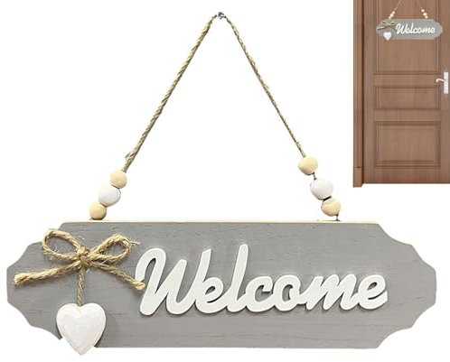 Herzlich Willkommen Schild, Willkommensschild Für Die Haustür, Willkommensschild Haustürdekoration, Türschild Aus Mit Kordel Zum Aufhängen, Heimdekoration Letter Design Eingangsdekor