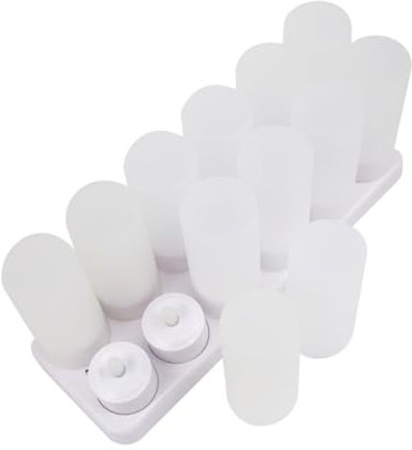 Veemoon 12 Pièces Bougie LED sans Flamme Lustre LED Bougie Chauffe-Plat à Piles Fausses Bougies Blanche