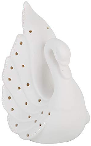 Phefop Keramik Schwan Lampe für Schlafzimmer Bücherregal mit Batterie, Exquisite Schwanenform LED Lampe für Schlafzimmer, Wohnzimmer, Arbeitszimmer