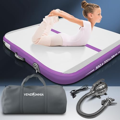 VENDOMNIA Airtrack Matte, 10/20cm hohe aufblasbare Gymnastikmatte in Länge 1/2/3/4/5/6/7/8 m, mit elektrischer Pumpe & Tasche, Tumbling Matte, Turnmatte, Trainingsmatte, Fitnessmatte, Sportmatte,Yoga