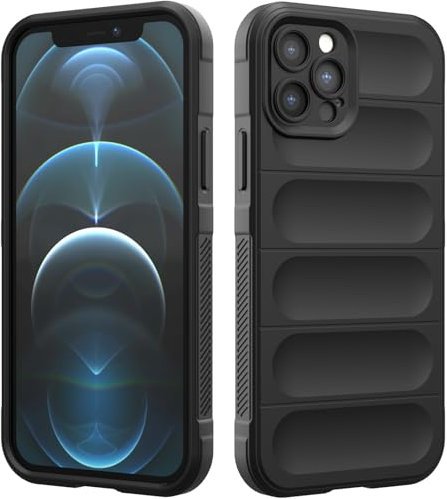 Custodia Compatibile con iPhone 12 Pro Max, Silicone Custodia per Tutto il Corpo, Copertura Antiurto con Fotocamera Protettivo, Cover Morbida al Tatto - Nero
