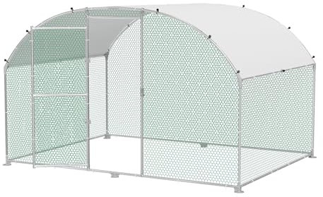FIVMEN Hühnerstall 3x2 m Freilaufgehege Hühner Verzinkter Stahl Hühnerhaus Hühnergehege mit Bogen Sonnenschutz Dach,Tür & Riegel Stabil Geflügelstall Hühnerkäfig Kleintierstall