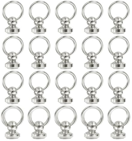 QUARKZMAN 30 pezzi di rivetti a testa tonda, rivetti ad anello da 8 mm, rivetti a vite per cinture artigianali in pelle fai da te, borsette (argento)