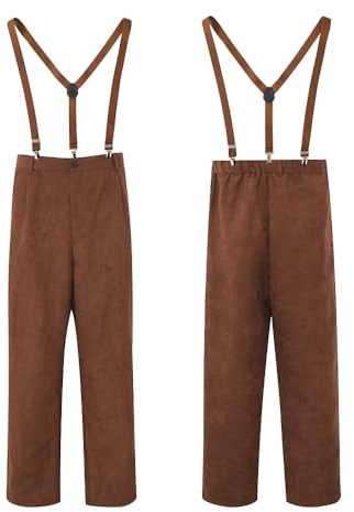 COSDREAMER Pioneer Colonial Pants - Pantaloni medievali, per Halloween, Cosplay, con Bretelle