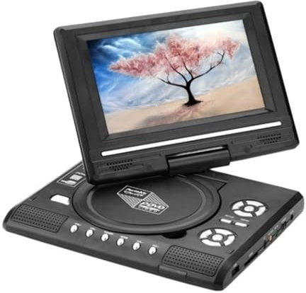 SHEHUALI Tragbarer DVD-Player, Tragbarer mobiler DVD-Fernseher mit integriertem Akku, drehbarer intelligenter Mini-Fernseher mit Abschaltspeicherfunktion