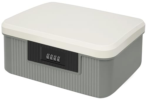 YHANEC 2 Schicht Abschließbare Box,Kombinationsschloss Medizinbox | ABS,26x21x12cm,für Büroschließfach, Handys, Medizin, Snack, Süßigkeiten, Persönlicher Safe