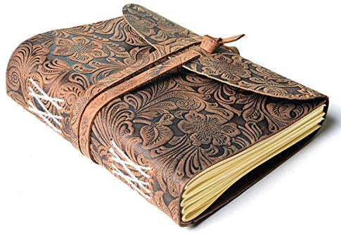 Hudson & James Handgefertigtes Leder-Notizbuch, Reisetagebuch, gebundener täglicher Notizblock für Männer und Frauen, unliniertes Papier, mittelgroß, Schreibblock für Künstler, Skizze, 17,8 x 12,7 cm