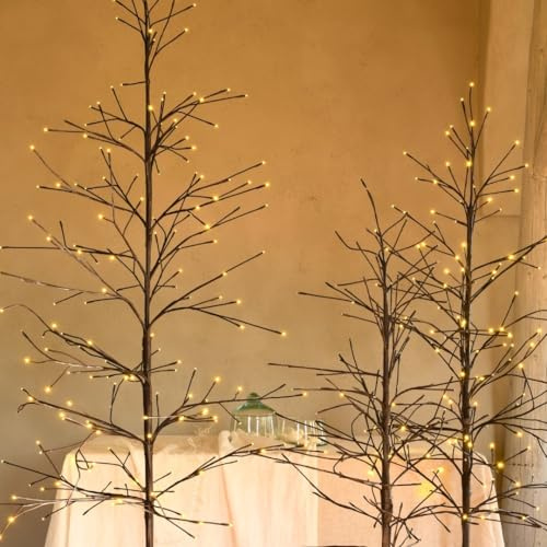 Arbre Lumineux 2,1 m – 166 LED Blanc Chaud Effet Flash – Métal Marron Robuste – Décoration de Noël intérieure et extérieure – IP44