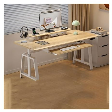 ZENGXJYCQINGJIANG Gaming Desk Intelligent Electric Lift Table Office Computer Desk Standing Home Gaming(Yellow,140 * 60 * 66)