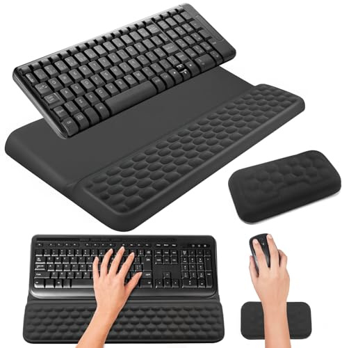 Ergonomic Keyboard Wrist Rest Mouse Wrist Est Non-Slip PU Pad Kit for Desk Wrist Arm Support Keyboards Riser & Soft Memory Foam Computer Keyboard Stand Home Office Accessories (Black)