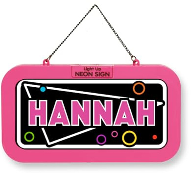 LED Leuchtschild Neonschild mit Namen, Leuchtende Wanddekoration mit Batterie, 18,7x10,3x1,6cm - Hannah