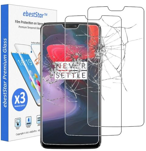 ebestStar - kompatibel mit Oppo OnePlus 6 Panzer Schutz Glas (x3 Stück) Schutzfolie, 9H gehärte Schutzglas, HD Displayschutz, Ultrabeständig